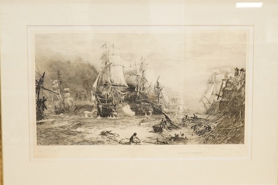 After William Lionel Wyllie (1851-1931), etching, ‘Battle of Trafalgar’, unsigned, 48 x 78cm, published by the Art Union 1905. Condition - fair